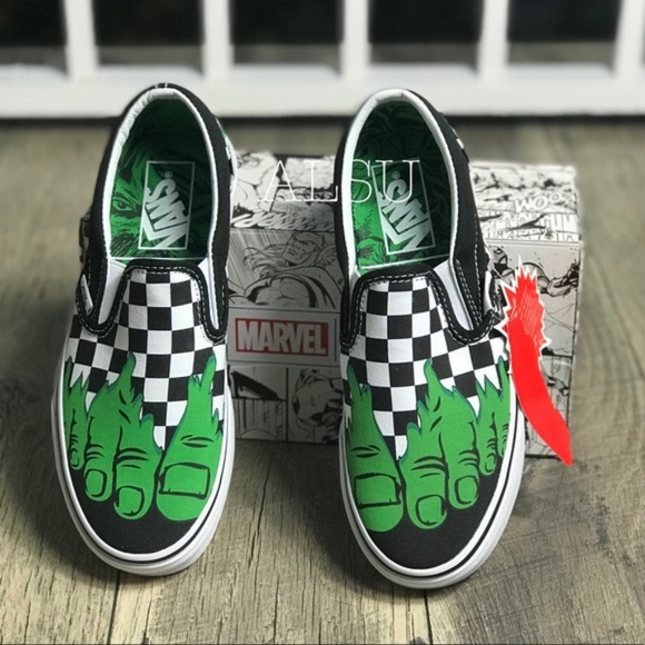 NWT VANS&Marvel Slip On Hulk Checkerboard W AUTHEN - Picture 4 of 8